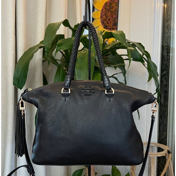 ♦️♦️ AUTHENTIC TORY BURCH BLACK MCGRAW DOME HANDBAG ♦️ - Picture 14 of 16